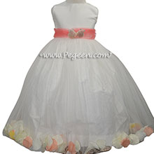 Beach Flower Girl Dress with coral accents and shells