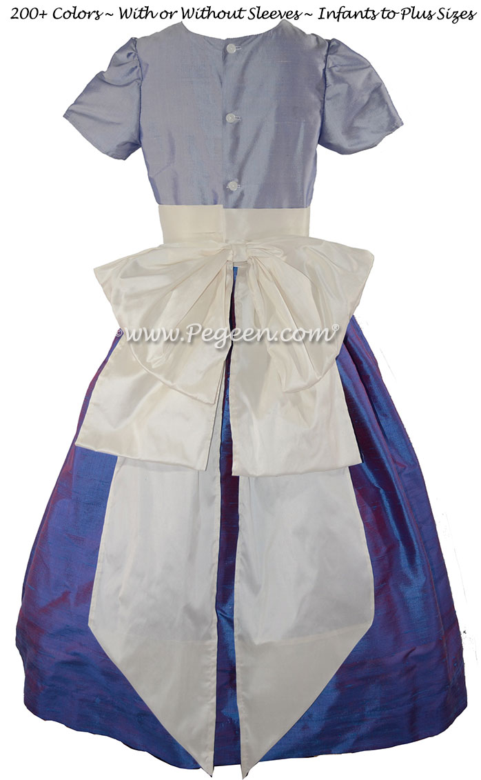 Flower Girl Dress in Razzleberry and Wisteria silk