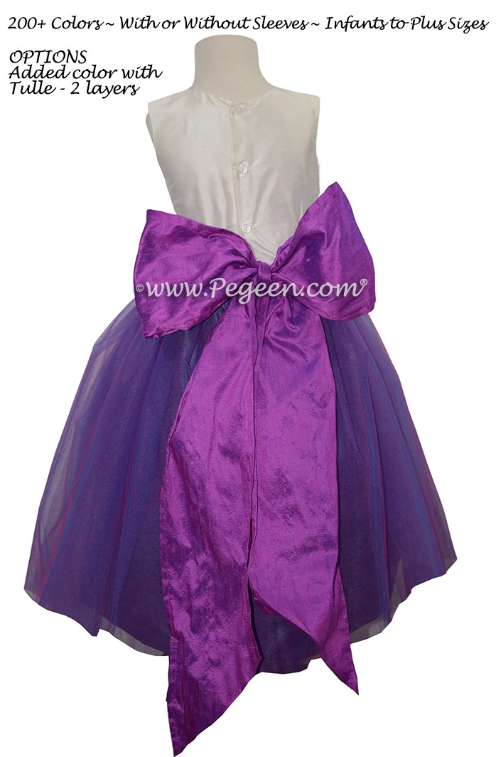 Flower Girl Dress in berry and razzleberry with double tulle