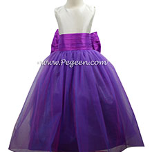 Flower Girl Dress in berry and razzleberry with double tulle
