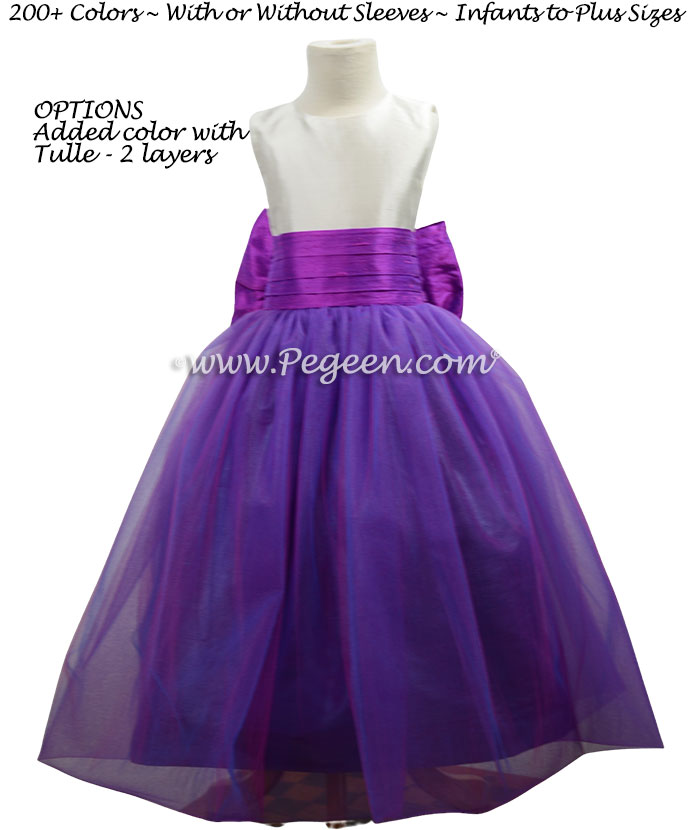 Flower Girl Dress in berry and razzleberry with double tulle