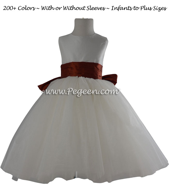 Flower Girl Dress in ivory with Autumn Signature Bustle