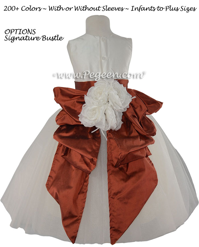Flower Girl Dress in ivory with Autumn Signature Bustle