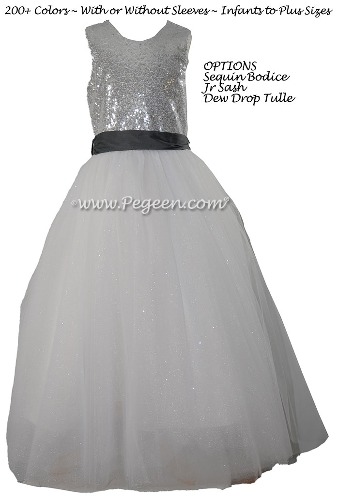 Heart Shape Tulle and Sequin Flower Girl Dress