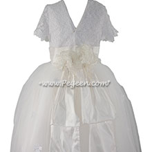 White Flower Girl Dress Style with 414 - Burnout Lace