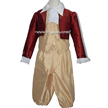 Boys Nutcracker Suit in Claret Red and Gold Style 591