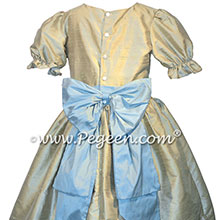 Celedon Green and Azuline Blue SIlk Nutcracker Dress or Costume