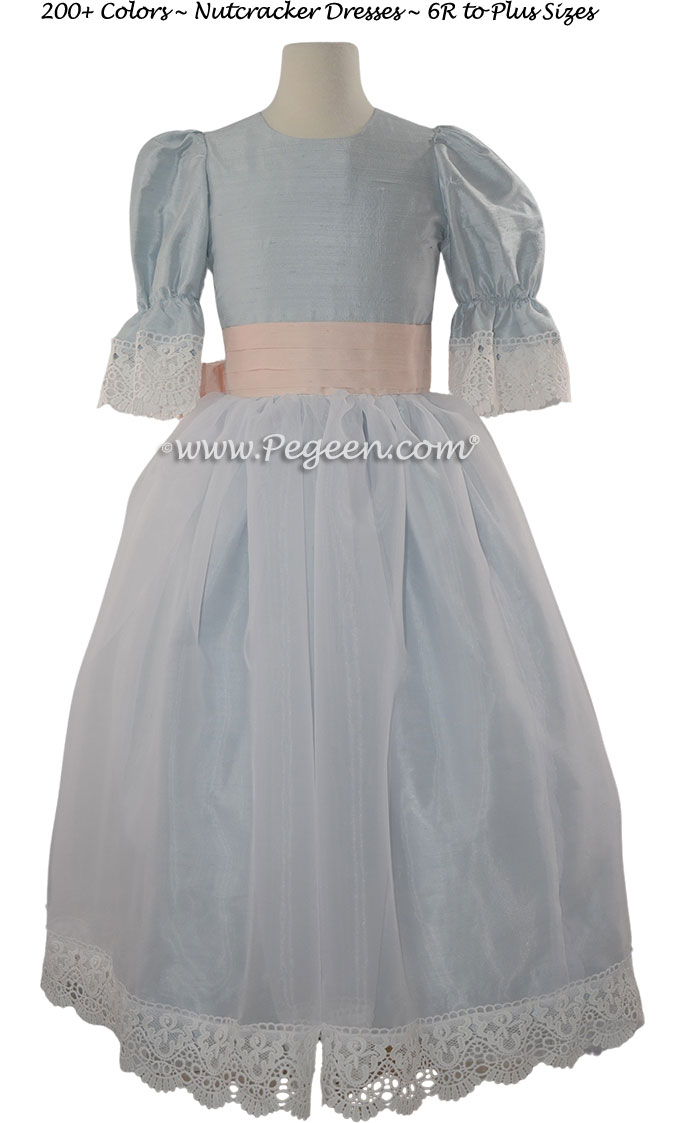 Baby Blue and Petal Pink Silk Nutcracker Party Scene Dress Style 703 by Pegeen