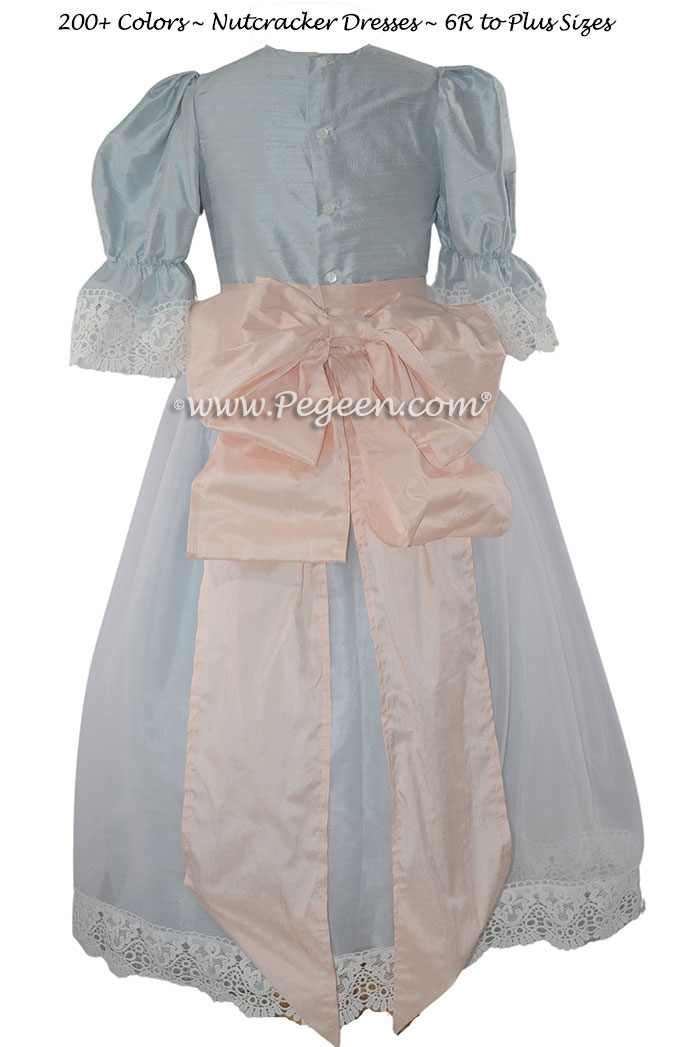 Baby Blue and Petal Pink Silk Nutcracker Party Scene Dress Style 703 by Pegeen