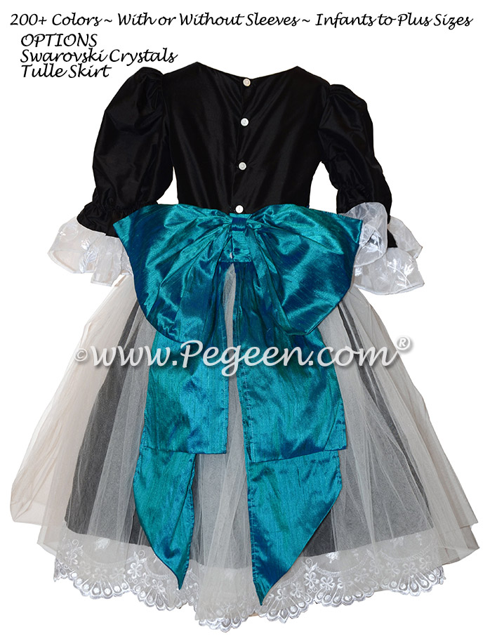 Black and Peacock Blue Indigo Clara Dress for The Nutcracker Ballet Party Scene Dresses - Style 703