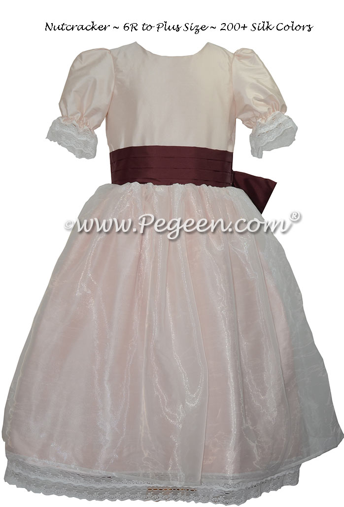 Blush Pink and Burgundy Nutcracker Dress or Costume