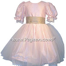 Peony Pink and Antigua Taupe Silk Nutcracker Dress or Costume
