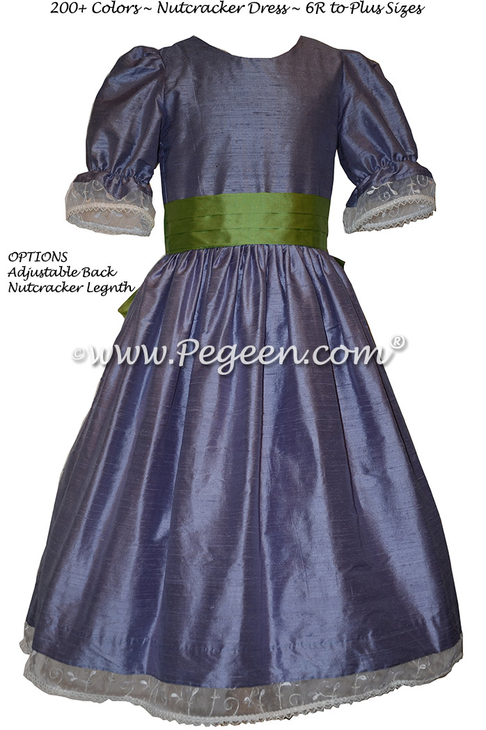 Nutcracker Party Scene Dress in Periwinkle and Vine Green - Style 703