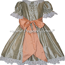 Foam Green and Peach Silk Nutcracker Dress or Costume