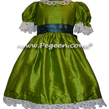 Grass Green and Blue Teal Silk Nutcracker Dress or Costume