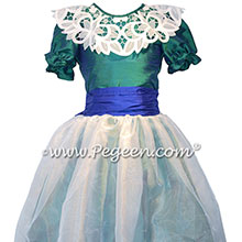 Holiday Green and Royal Purple Silk Nutcracker Dress or Costume