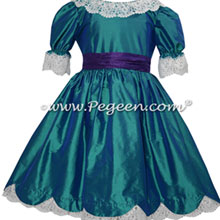 Holiday Green and Royal Purple Silk Nutcracker Dress or Costume or Party Scene Dress