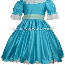 Deep Sea and Turquoise Silk Nutcracker Dress or Costume or Party Scene Dress