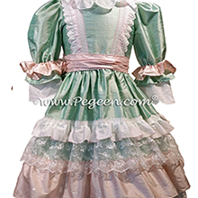 petal Pink and Mint Green Silk Nutcracker Dress or Costume