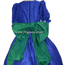 Sapphire and Holiday Green Silk Nutcracker Dress or Costume