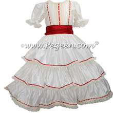 Ivory and Red Silk Nutcracker Dress or Costume