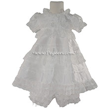 2pc White silk baptism dress for toddler