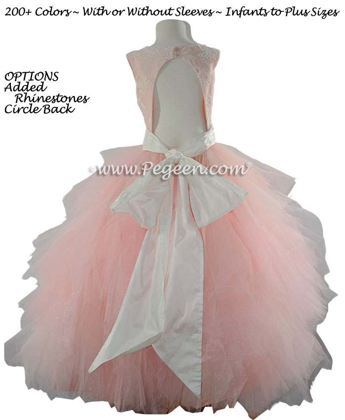 Handkerchief tulle flower girl dress with circle back