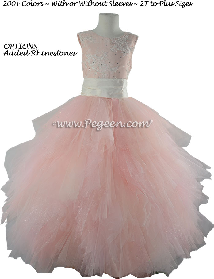 Handkerchief tulle flower girl dress with circle back