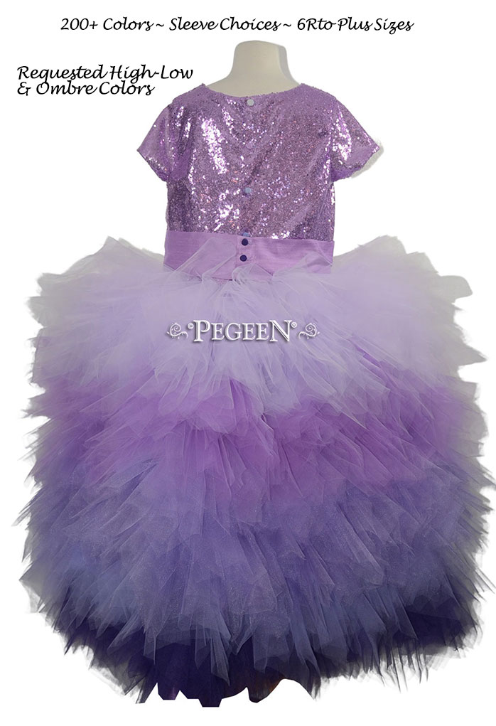 Purple Ombre Tulle, Silk and Sequin Bat Mitzvah Dress