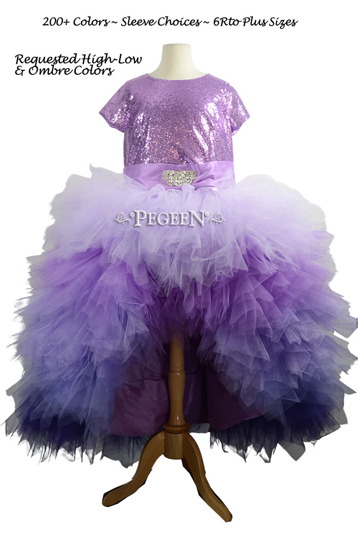 Purple Ombre Tulle, Silk and Sequin Bat Mitzvah Dress