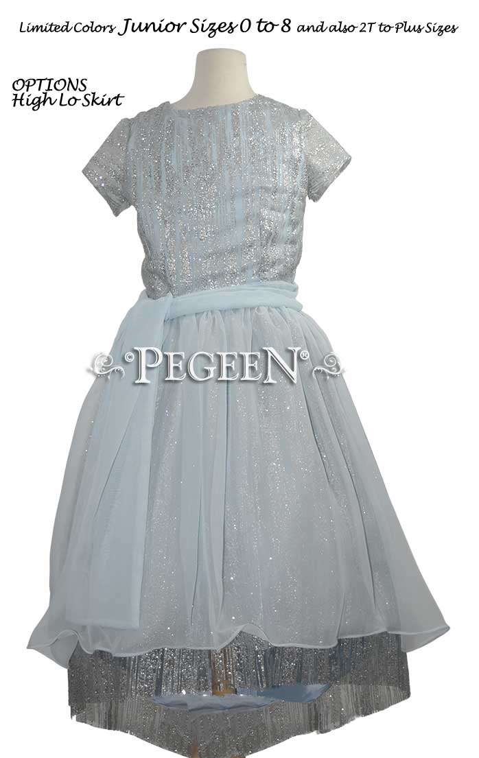 Embroidered Blue Ice, Platinum and Blue Silk and Tulle flower girl dresses Embroidered Blue Ice, Platinum and Blue Silk and Tulle flower girl dresses