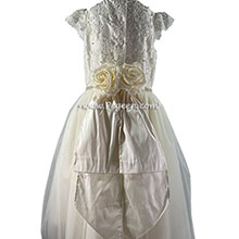 Flower Girl Dress in ivory silk and lace for Bat Mitzvah