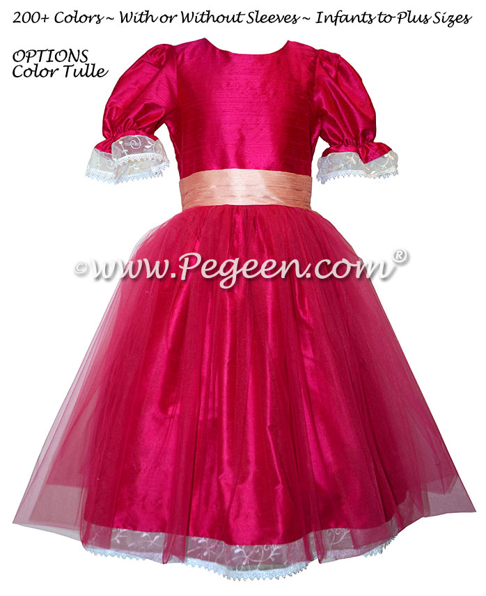 Pink and Raspberry Tulle Silk Nutcracker Party Scene Dress Style 703 by Pegeen