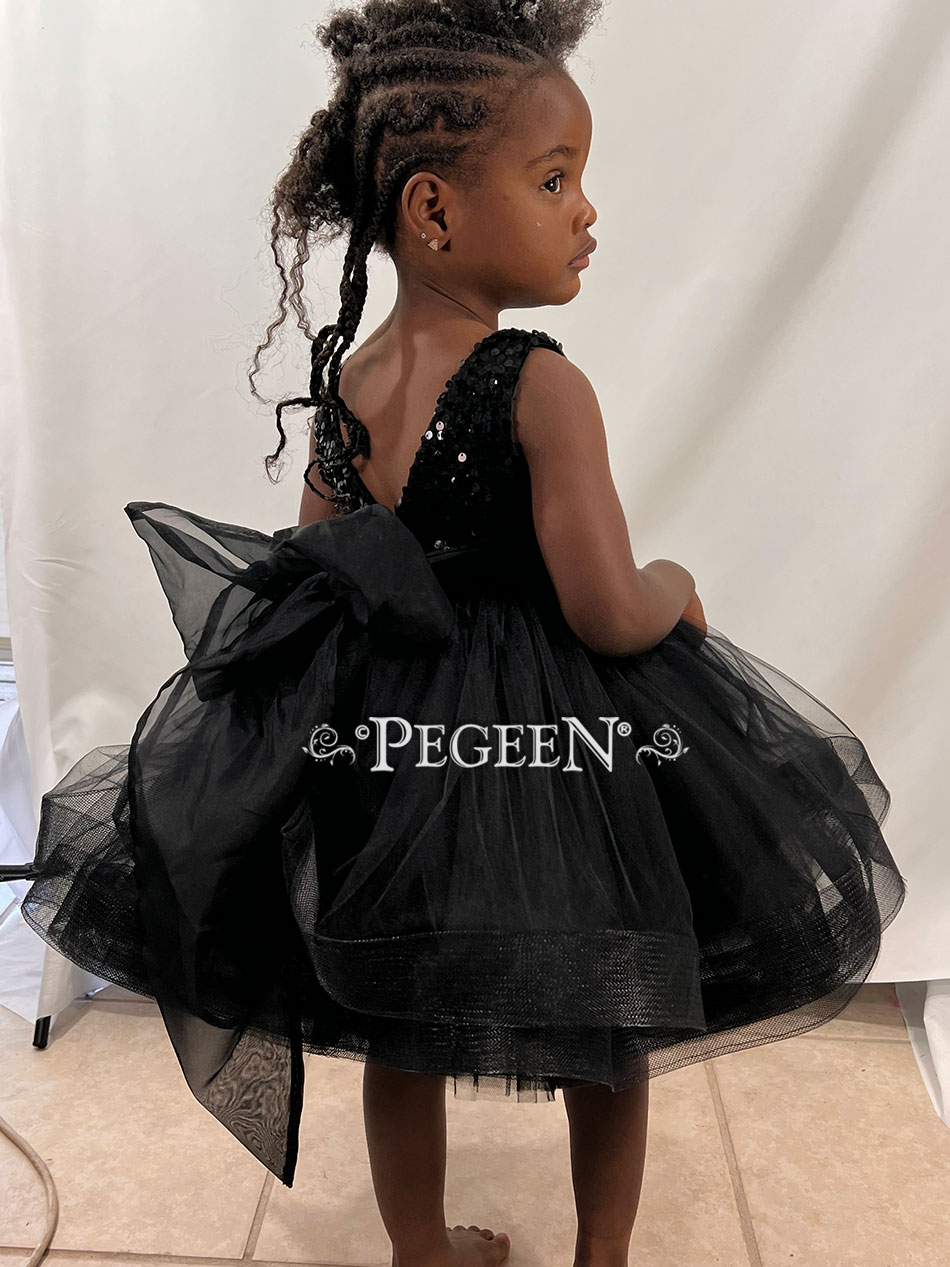 Audrey Hepburn Style Silk, Sequin and Tulle Flower Girl Dress Style 428