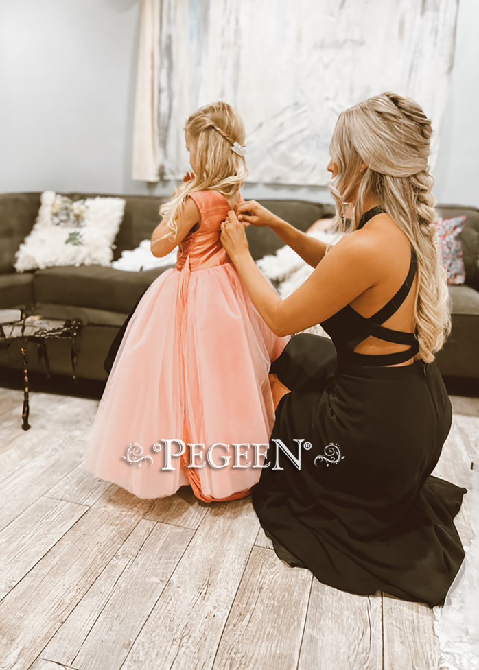 Flower Girl Dress in Sherbet Silk and tulle