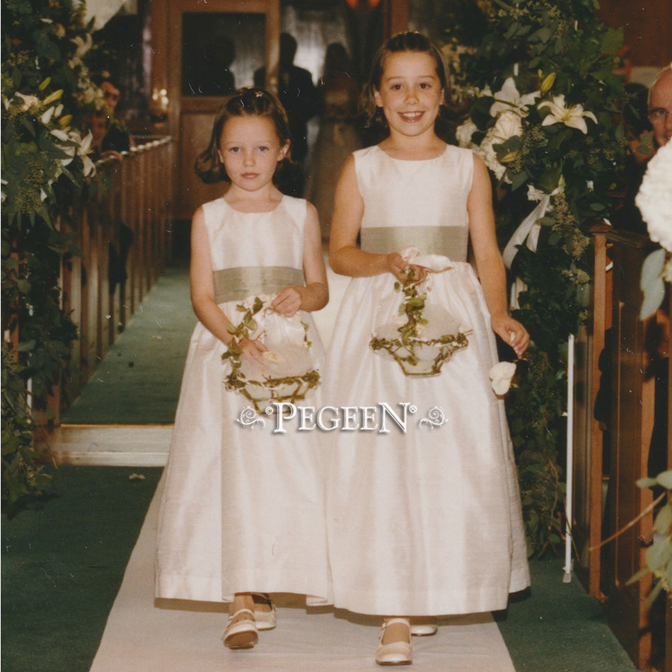 Tiffany blue silk flower girl dresses