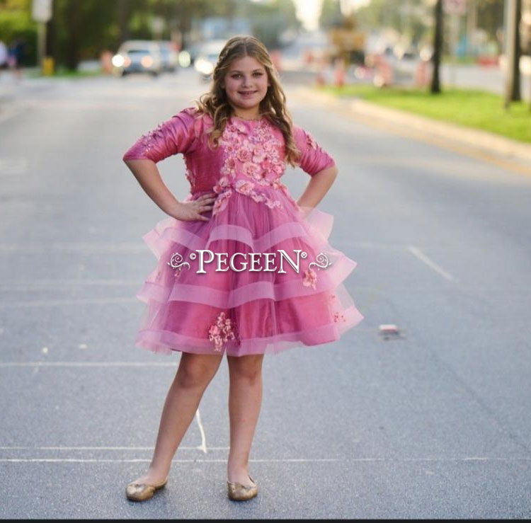 Fluffy Tulle Silk Bat Mitzvah Dress Style 435 in Watermelon