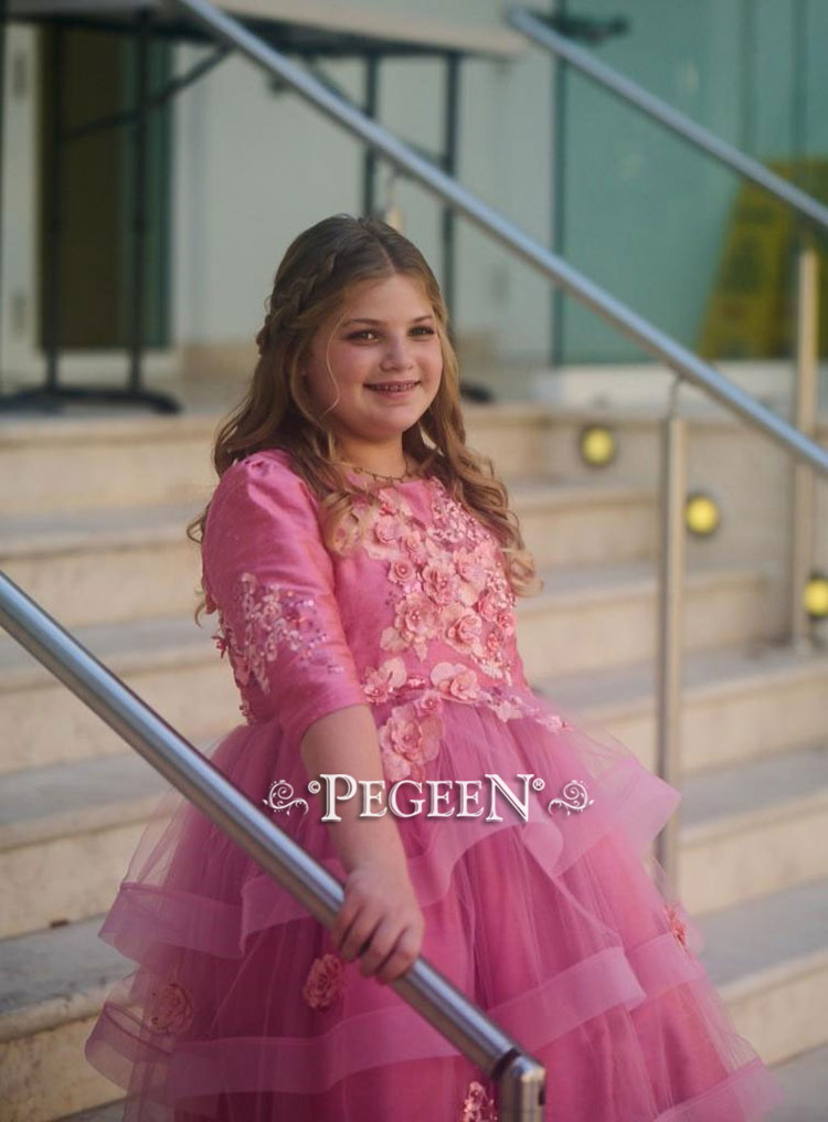 Fluffy Tulle Silk Bat Mitzvah Dress Style 435 in Watermelon