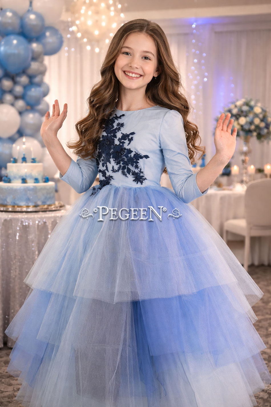 Blue Silk, Lace and Tulle Bat Mitzvah Dress Blue Silk, Lace and Tulle Bat Mitzvah Dress