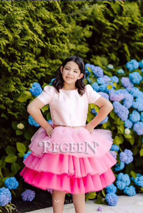 940 Triple Tulle Bat Mitzvah Dress in Hot Pink | Pegeen