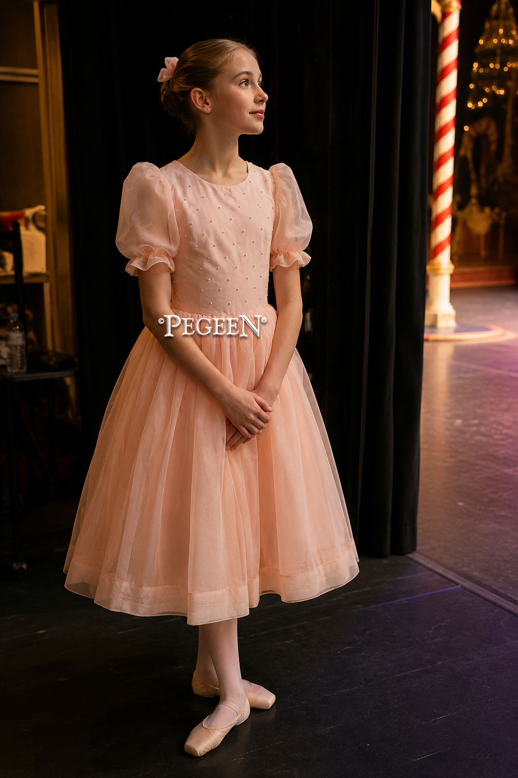 755 Peach Silk Organza with Swarovski Crystals 755 Peach Silk Organza with Swarovski Crystals