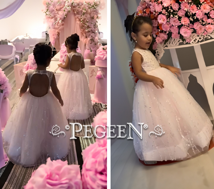 Pegeen Fairytale Dress Style 430 in ice pink, beading and sequins.