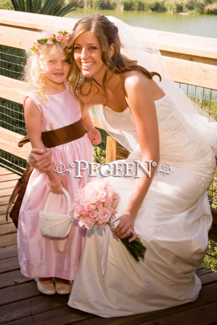 Rose and Burgundy Flower Girl Dresses Style 398