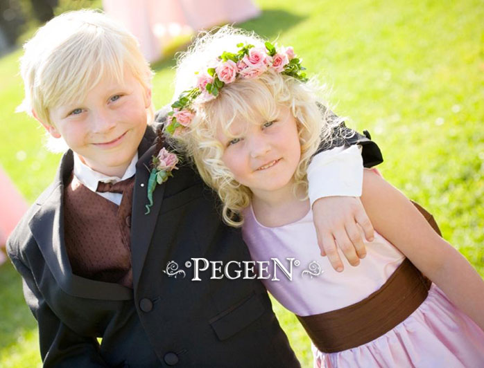 Rose and Burgundy Flower Girl Dresses Style 398