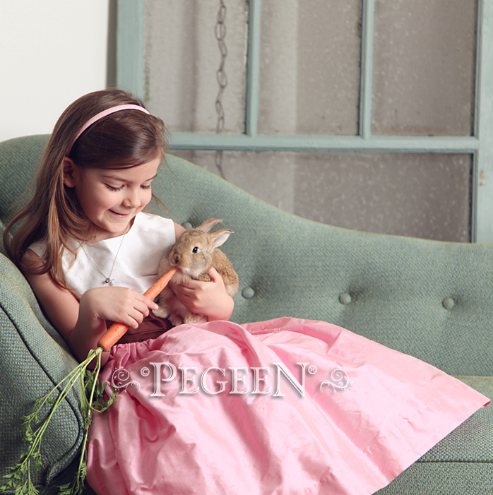 Hibiscus Pink flower girl dress for Easter