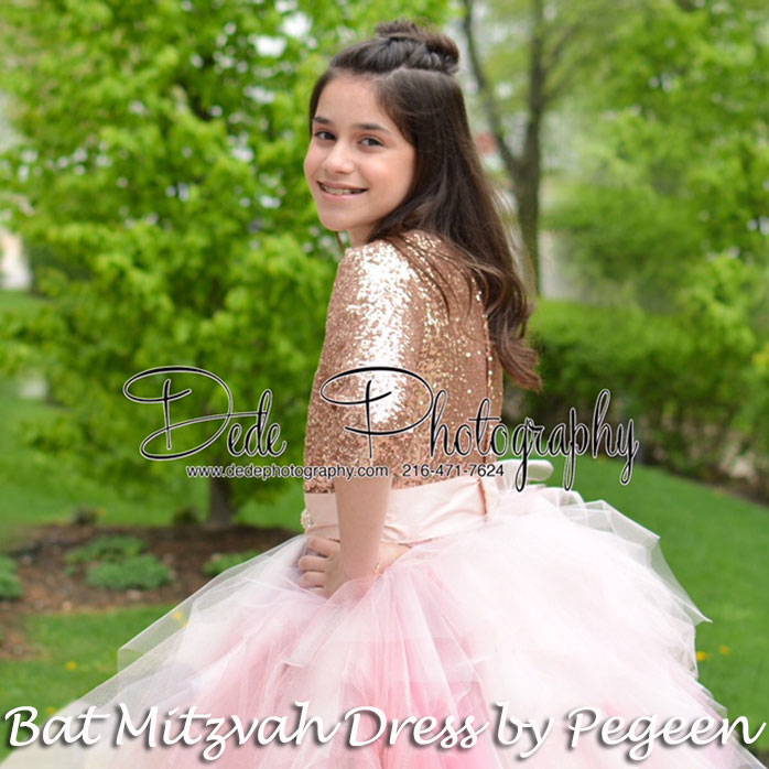 Pink Rose Gold Sequin Jr Bridesmaids dress