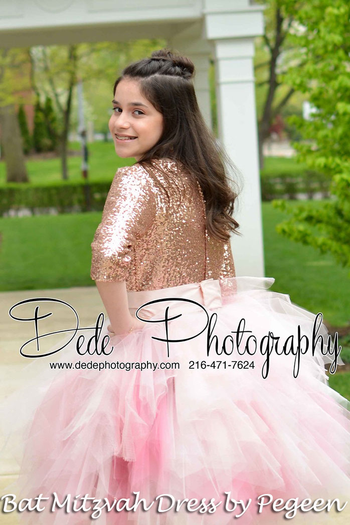 Pink Rose Gold Sequin Jr Bridesmaids dress