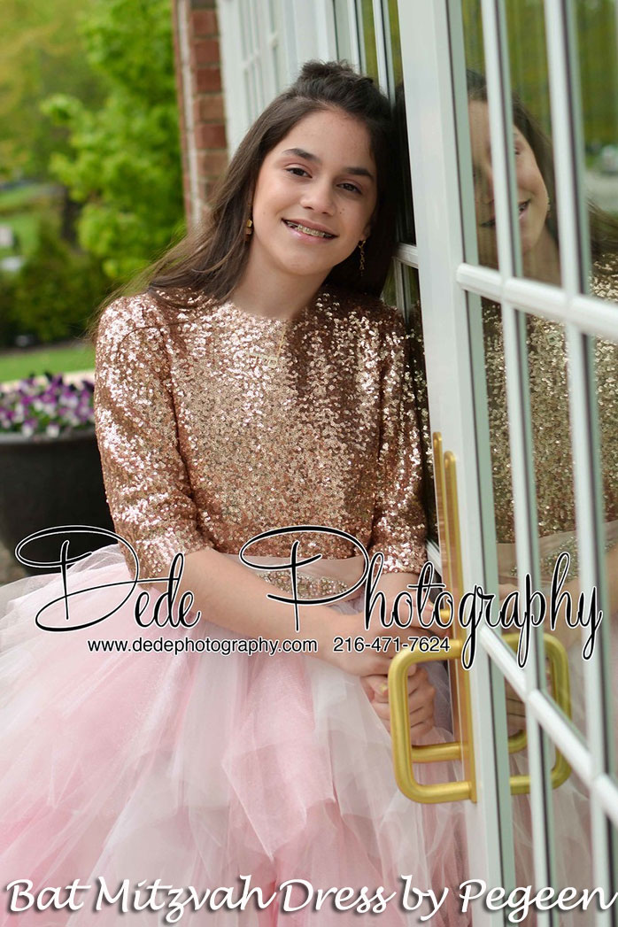 Pink Rose Gold Sequin Jr Bridesmaids dress