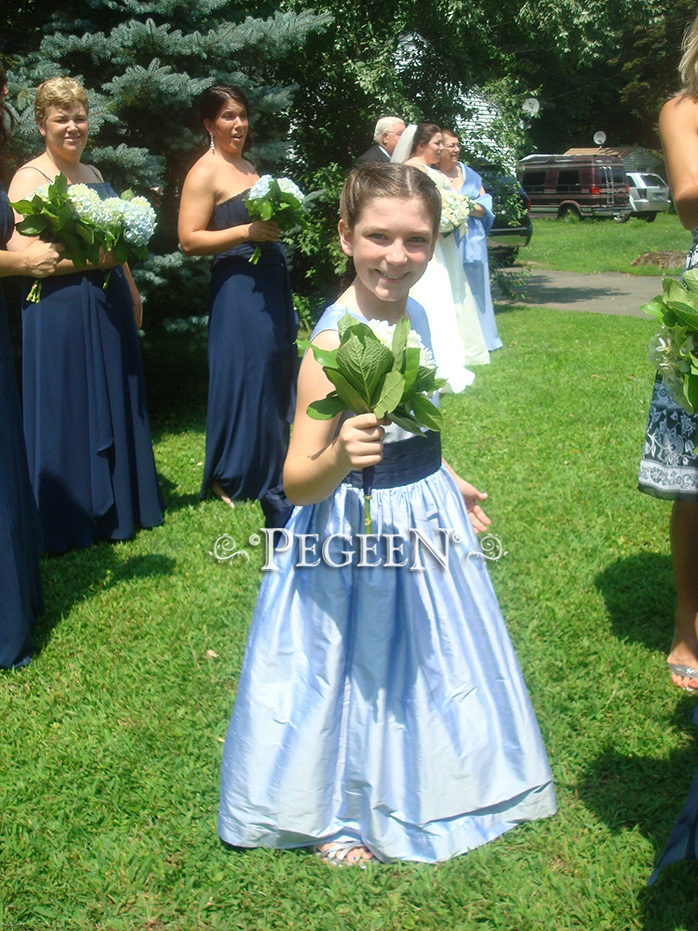 Purple and blue flower cheap girl dresses