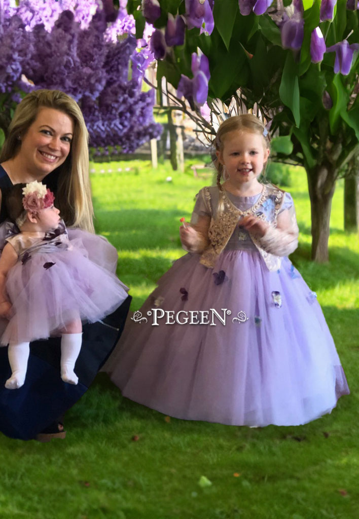 Flower girl dress Style 911 in light orchid with flower petals